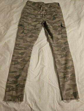Womens Joe's Jeans Olive Green Camo Cargo Skinny Ankle Jeans Raw Hem